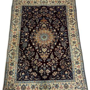 Exotic Beige Brown Blue 5x3 Persian Shishla Nain 528 KPSI Rug 85 Wool 15% Silk